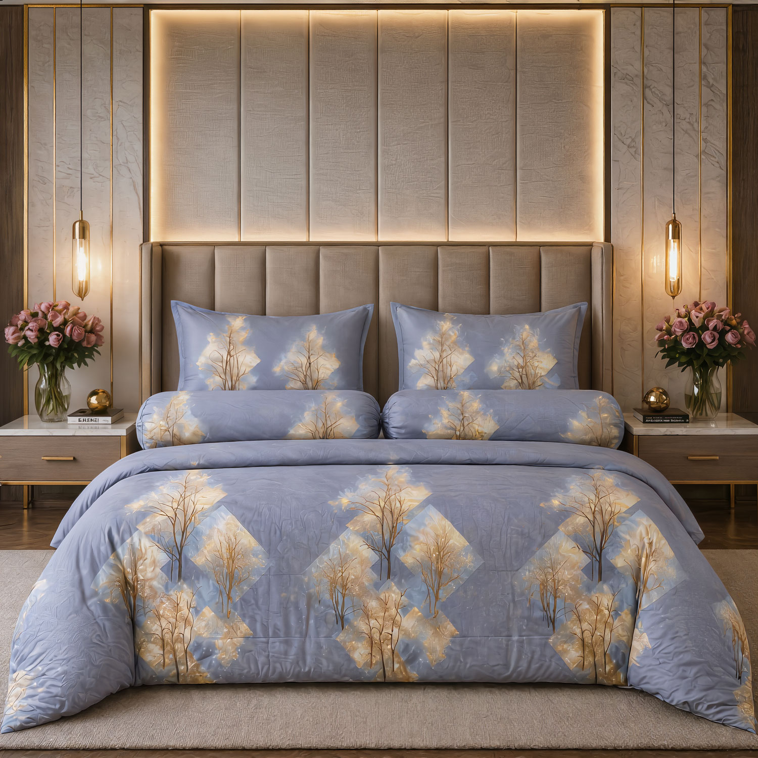កម្រាលពូកសាច់សំឡីកប្បាស់ Jasmine Silver
