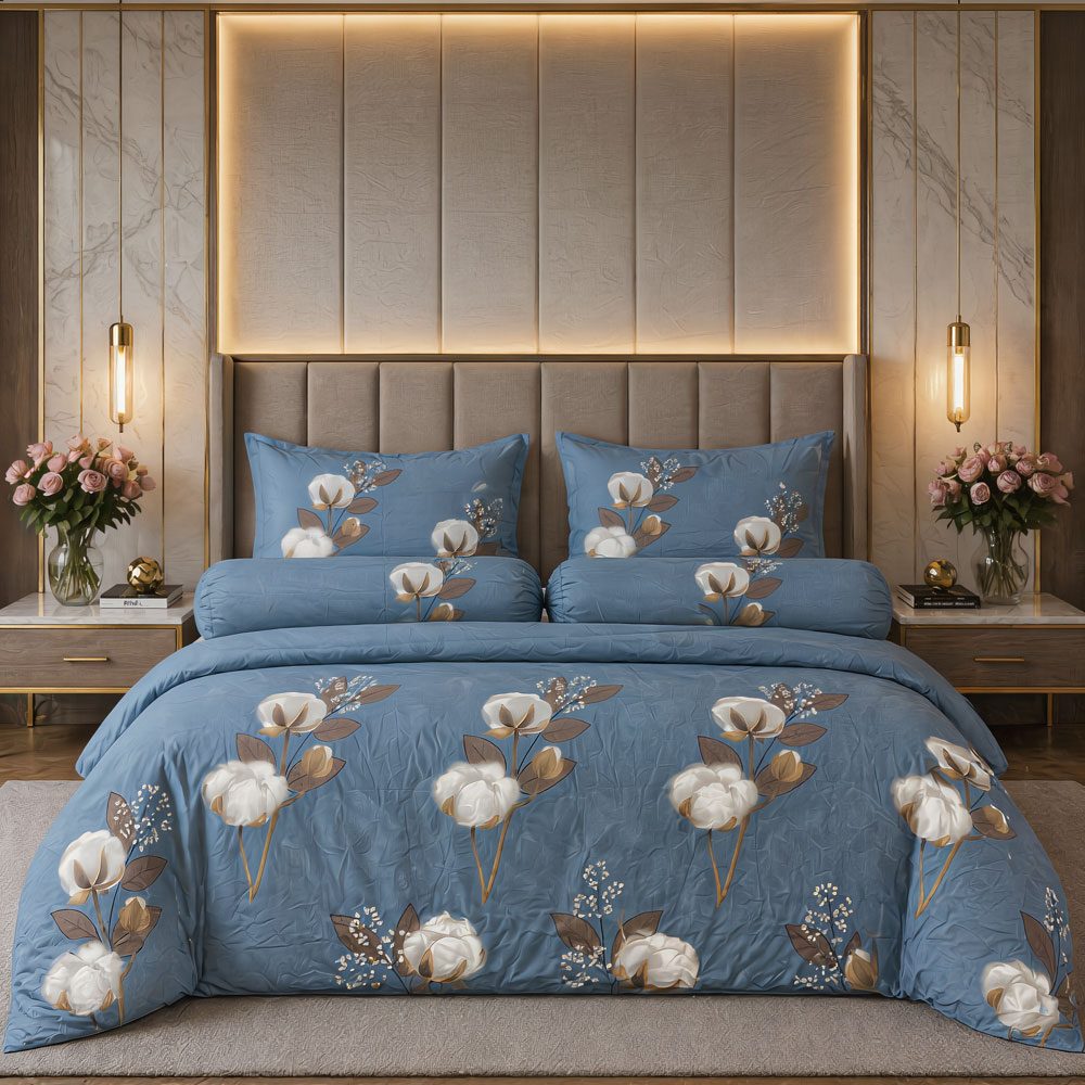 កម្រាលពូកសាច់សំឡីកប្បាស់ Jasmine Silver