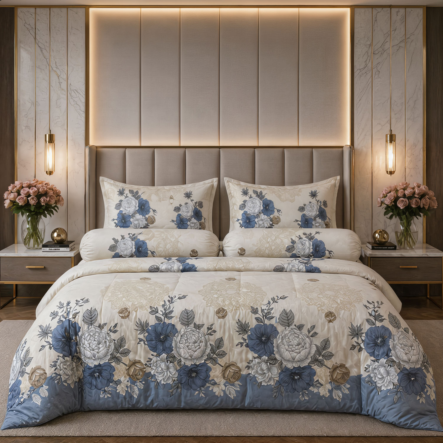កម្រាលពូកសាច់សំឡីកប្បាស់ Jasmine Silver