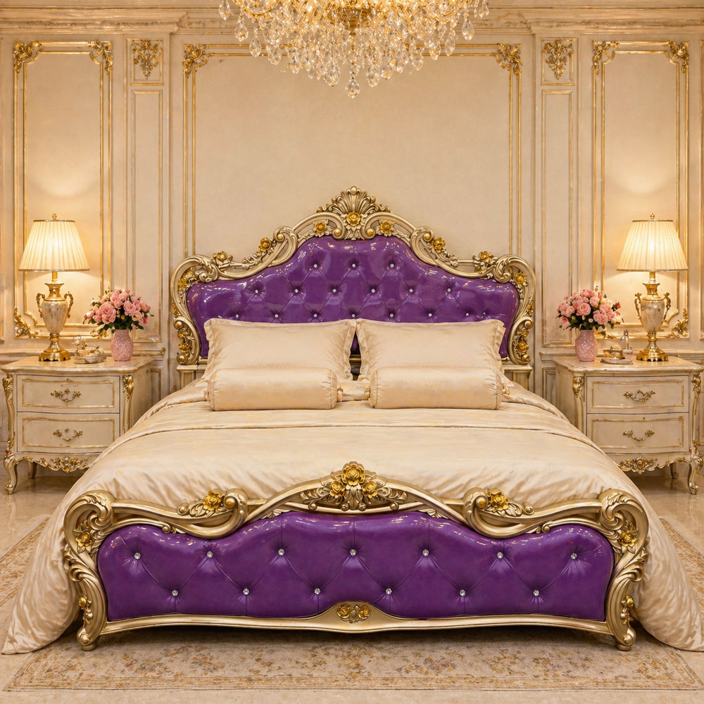 ម៉ូដគ្រែព្រះនាងខ្នាត King Size ឡាយមាស
