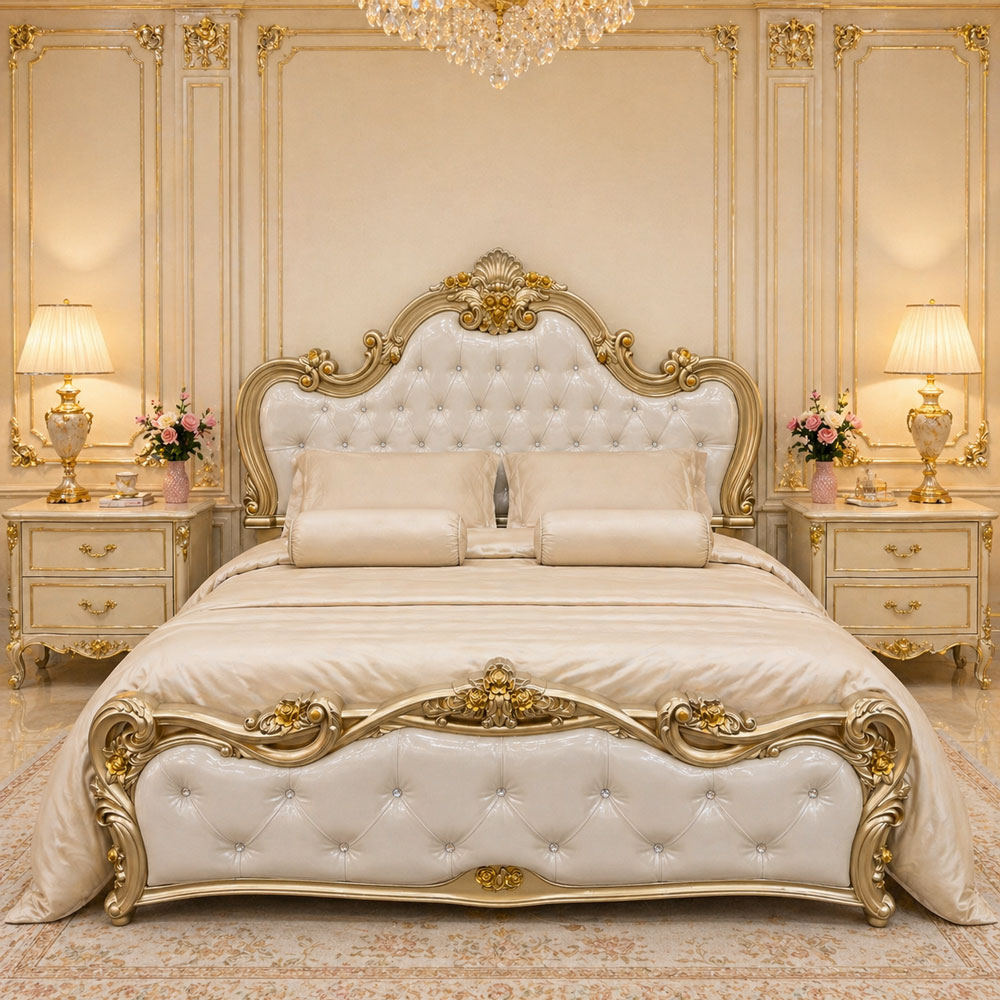 ម៉ូដគ្រែព្រះនាងខ្នាត King Size ឡាយមាស